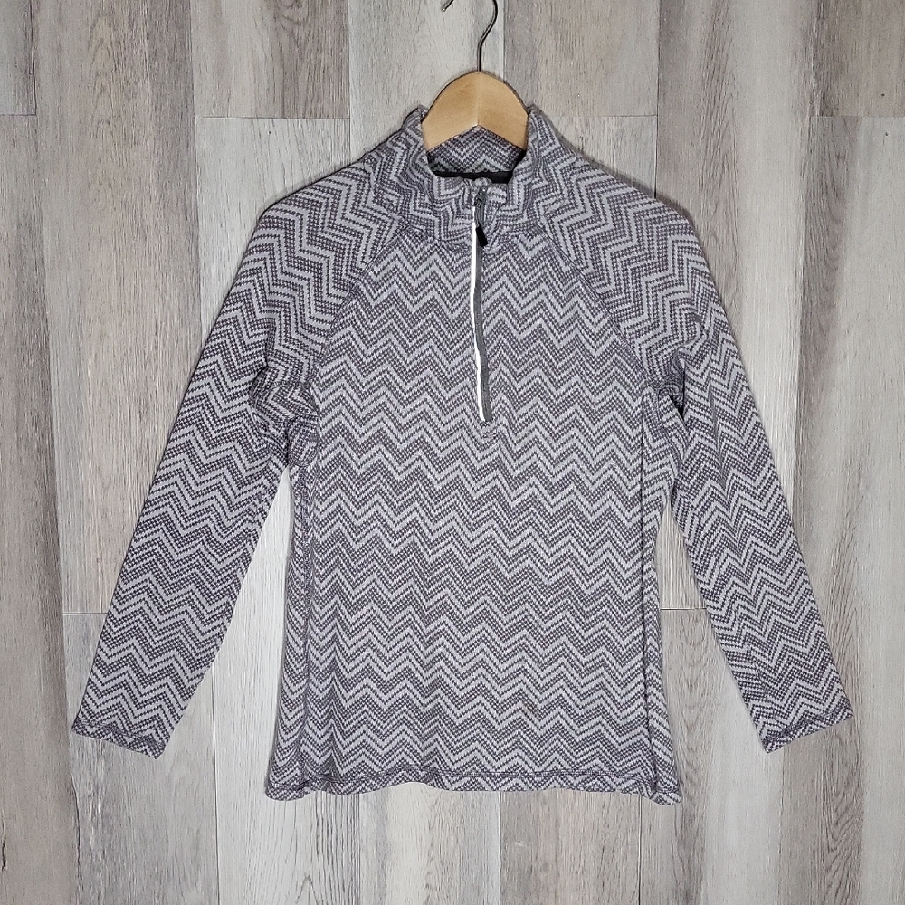 Eddie Bauer Womens Medium Chevron Quarter Zip‎ Pullover Lightweight Reflective